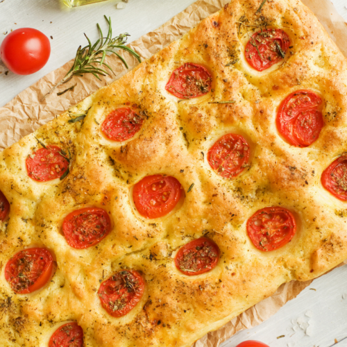 8 recettes avec de l'inuline : fougasse aux tomates cerise et herbes de Provence IG bas