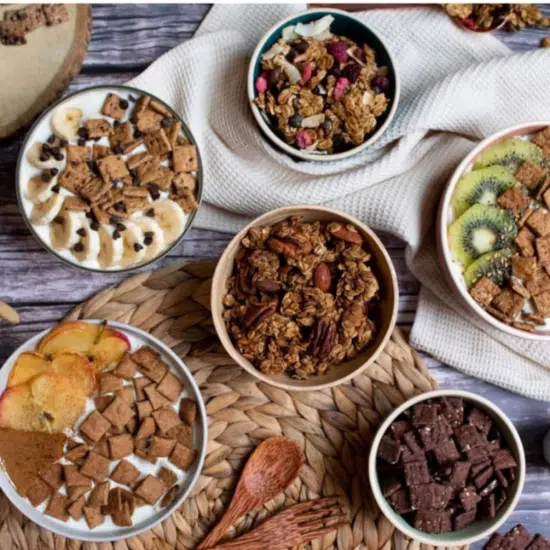 Granola praliné amande pécan chocolat noir – IG modéré