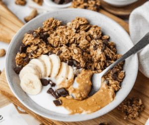 Granola chocolat noir banane cacahuète – IG modéré