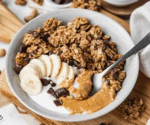 Granola chocolat noir banane cacahuète – IG modéré