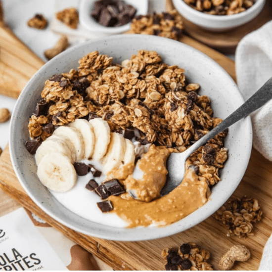 Granola chocolat noir banane cacahuète – IG modéré