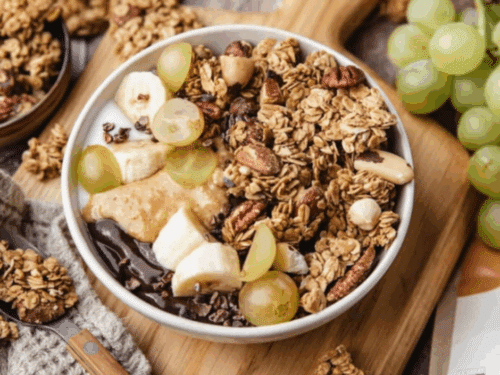 Granola praliné amande pécan chocolat noir – IG modéré