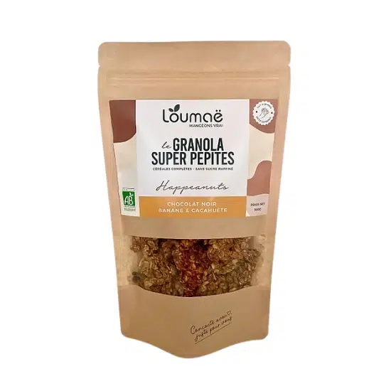 Granola chocolat noir banane cacahuète – IG modéré