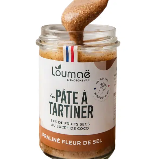 Pâte à tartiner praliné fleur de sel bio – IG modéré