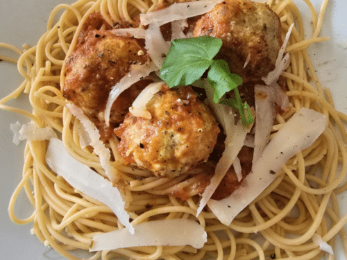 Spaghettis IG bas aux boulettes de poulet